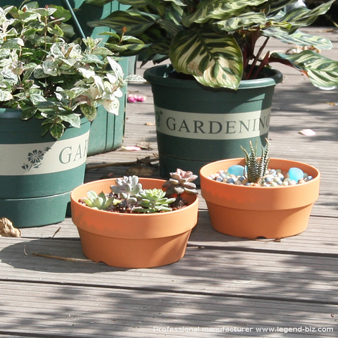 Round Plastic Clay Flowerpot Succulent Planter Pots 