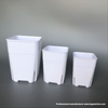 Three Sizes Tall Thick Wall Square Black And White Chinese Plastic Nursery Pot With Drainage Holes On Side