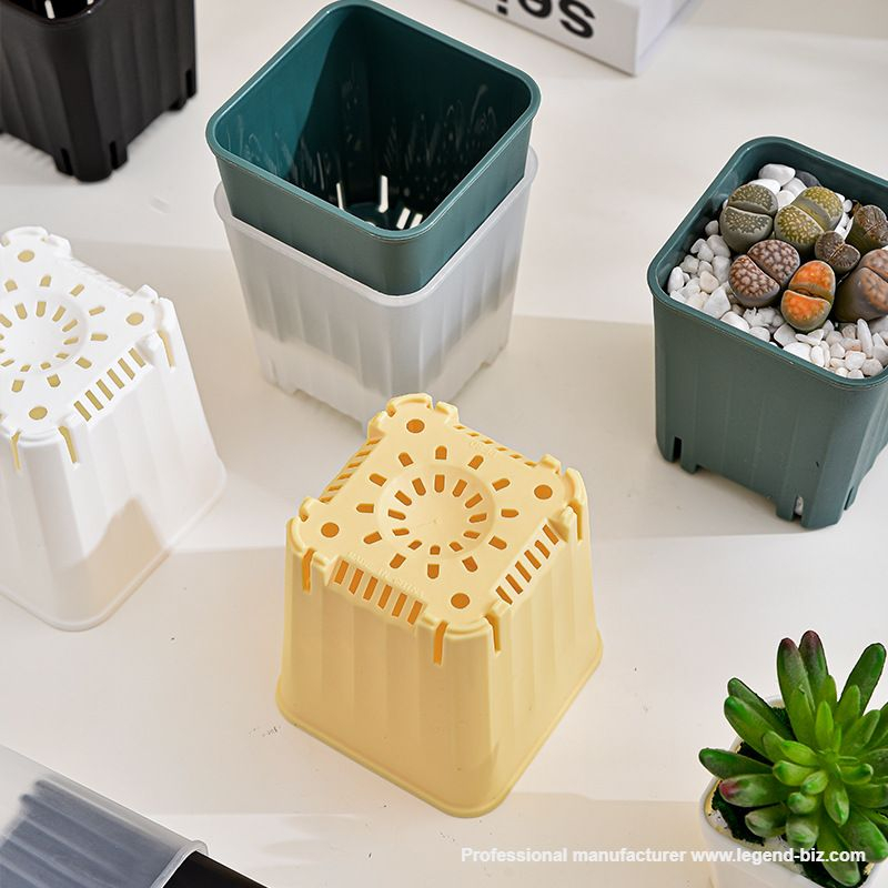  Pretty Square Multi Color Plastic Culture Pot For Cactus And Succulents