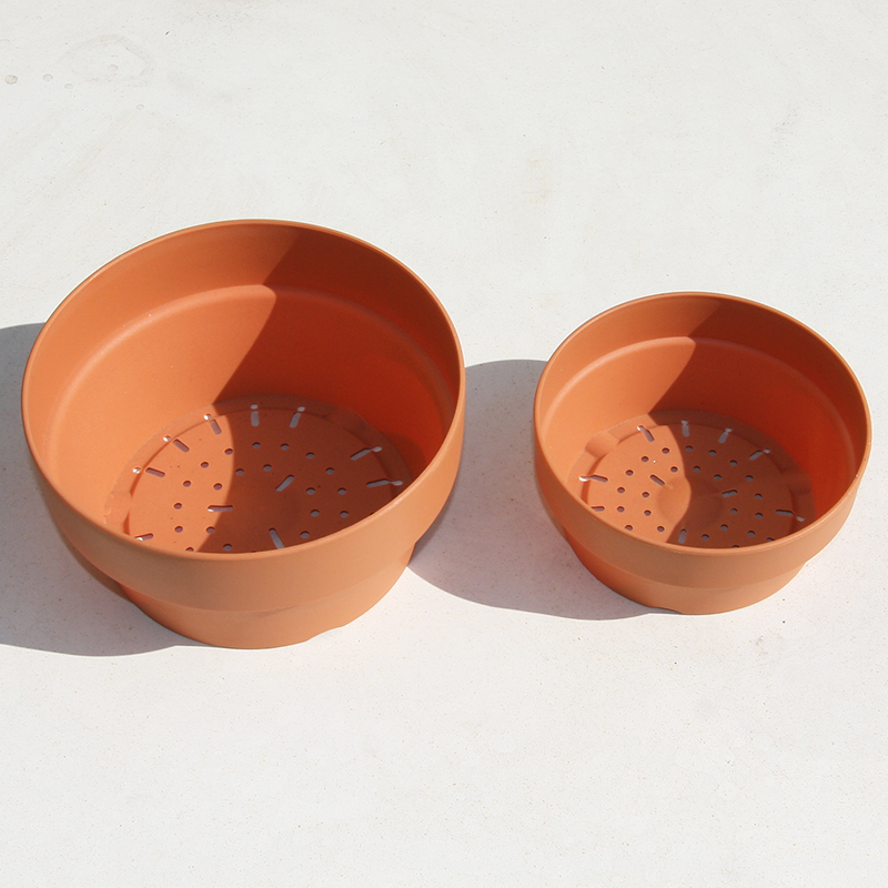 Round Plastic Clay Flowerpot Succulent Planter Pots 