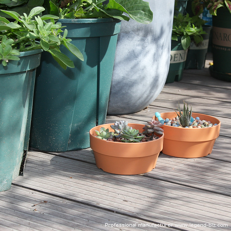 Round Plastic Clay Flowerpot Succulent Planter Pots 