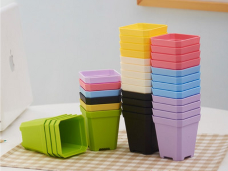 Colorful Mini Square Pot Plastic Nursery Pot for Small Succulent Plants