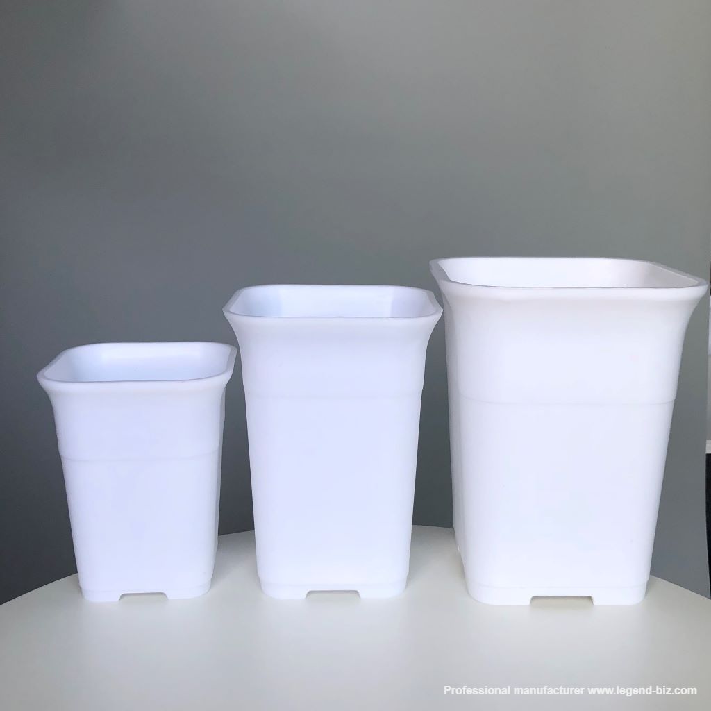 Cute Different Size Tall Thick Wall Square Black And White Chinese Plastic Nursery Pot 