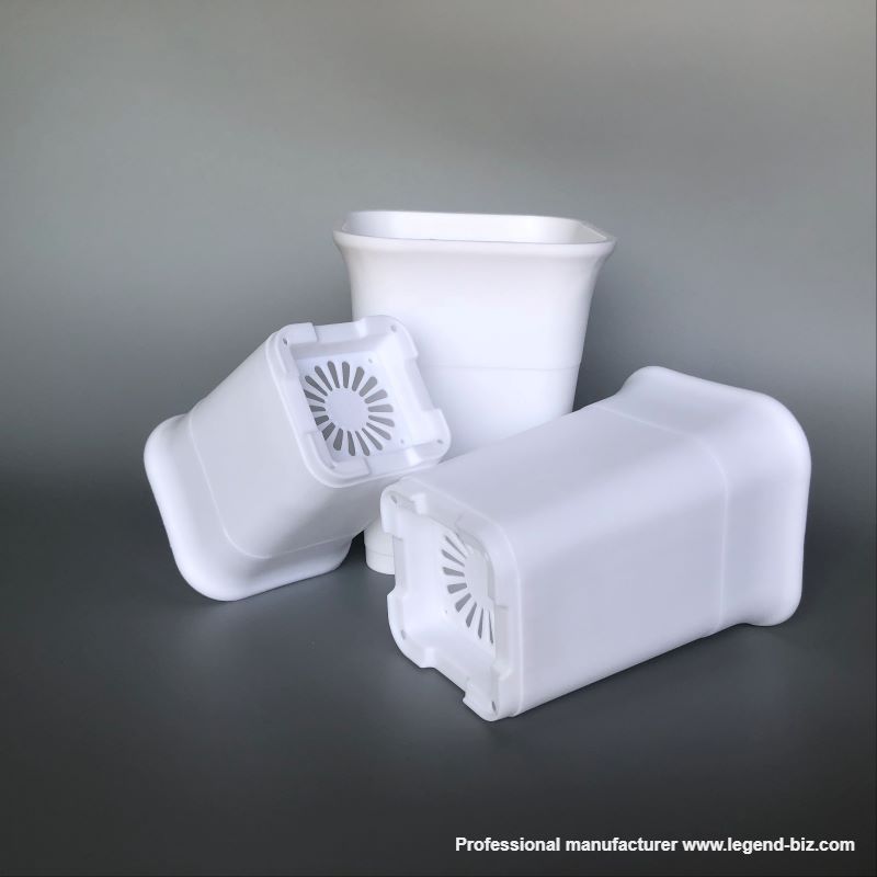 Cute Different Size Tall Thick Wall Square Black And White Chinese Plastic Nursery Pot 