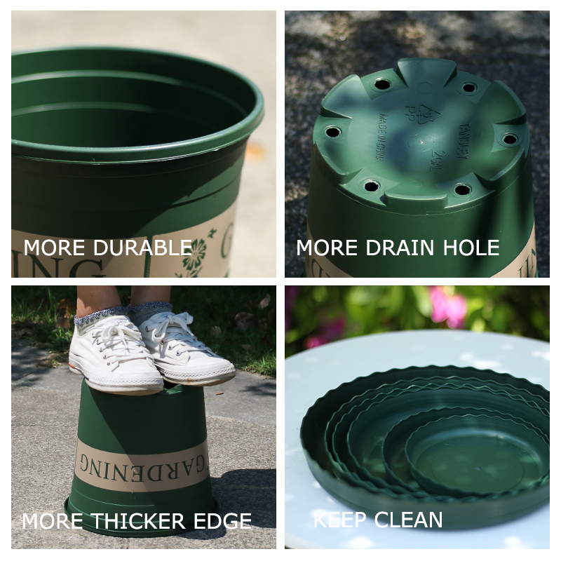 Lower Model Dark Green Plastic Gallon Pot Plastic Nursery Pot