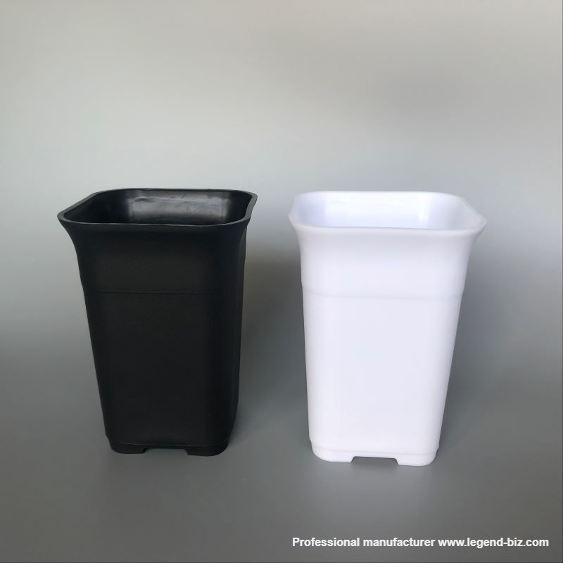 Cute Different Size Tall Thick Wall Square Black And White Chinese Plastic Nursery Pot 